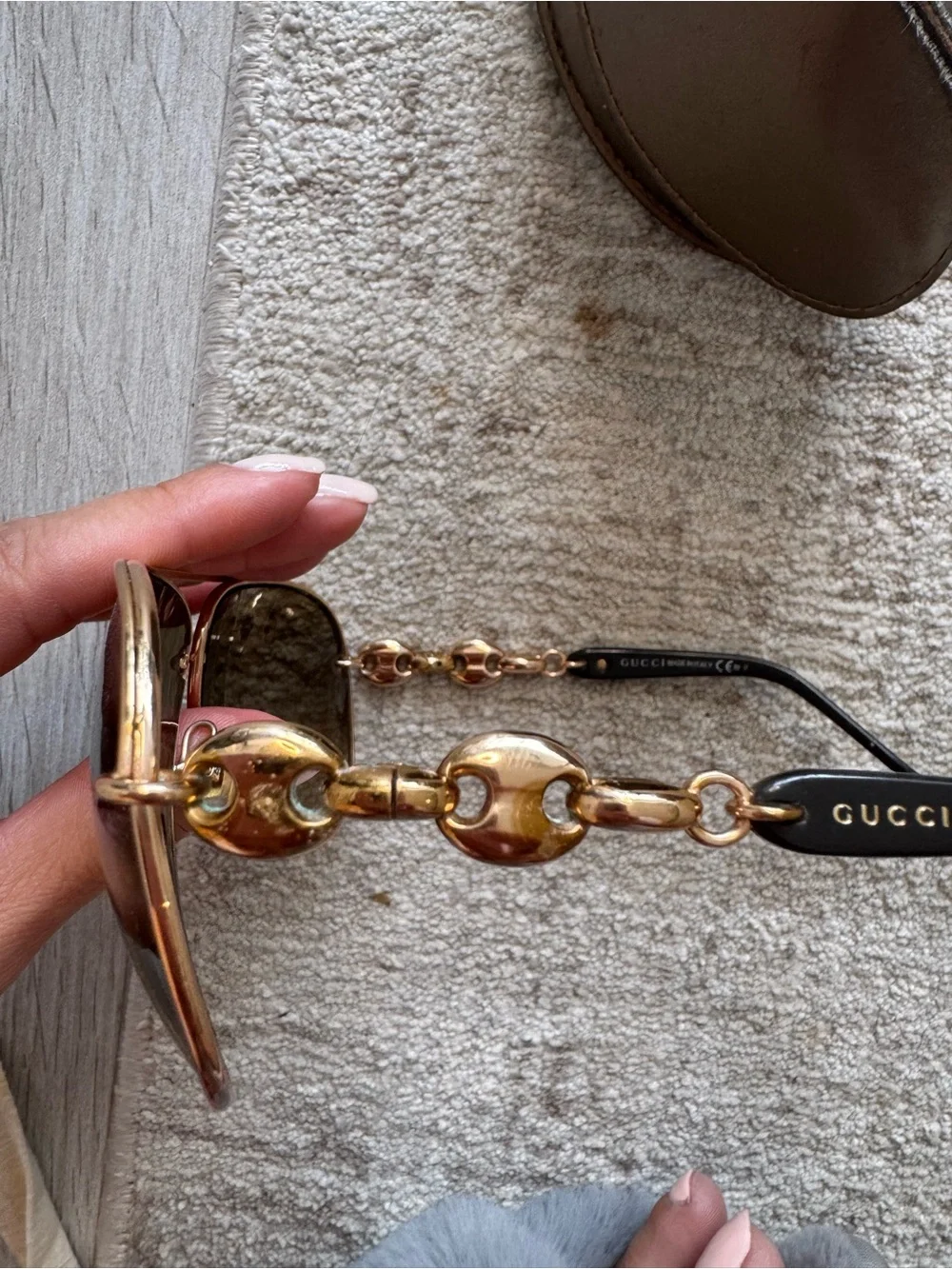 Gucci Marina Chain Aviator Sunglasses GG 4225/S Gold Black
